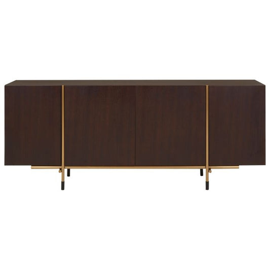 Dudley Wooden Sideboard In Walnut With Gold Stainless Steel Legs