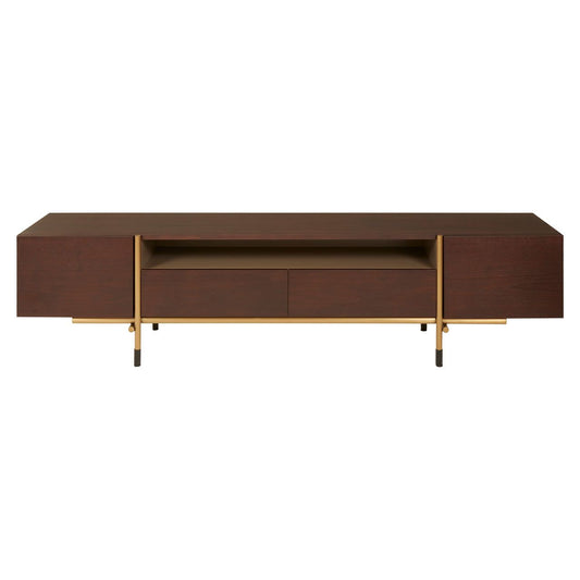 Delta Wooden TV Stand In Brown With 2 Doors And 2 Drawers