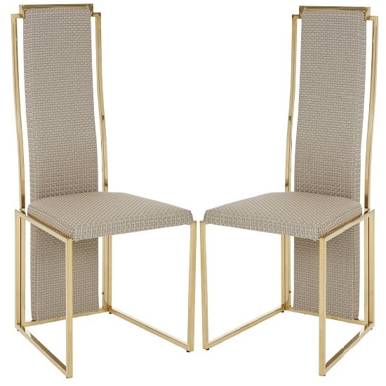 Deana Natural Fabric Sponge Dining Chairs In Pair