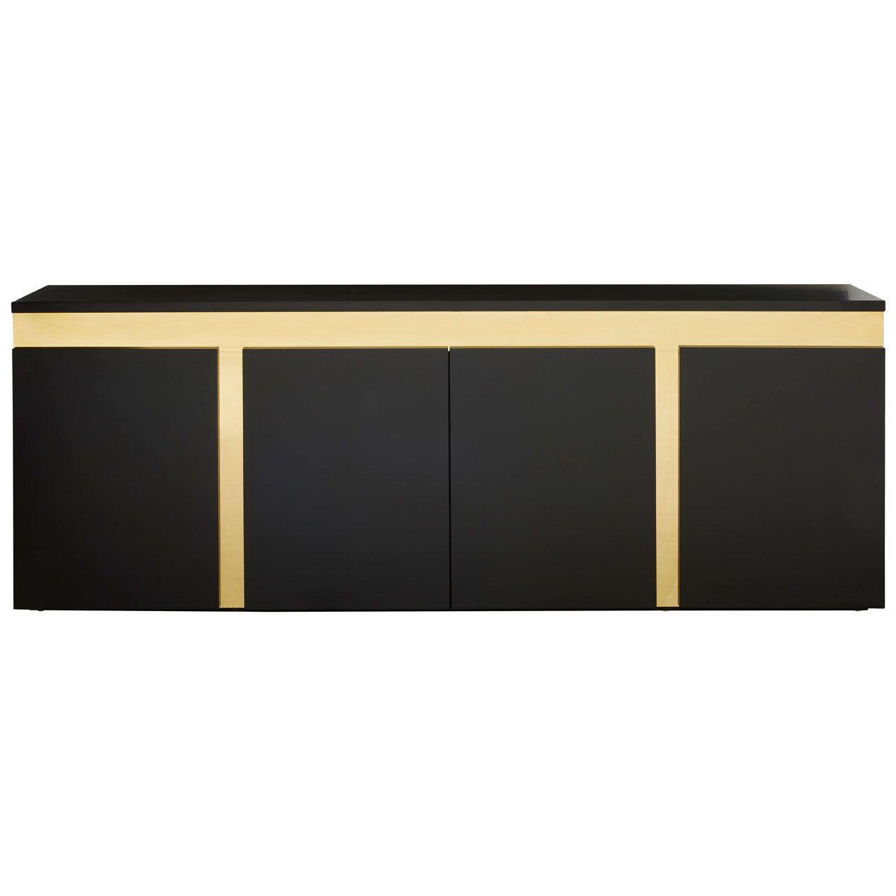 Deana Wooden Sideboard With 4 Doors In Matte Black With Rich Gold Accents