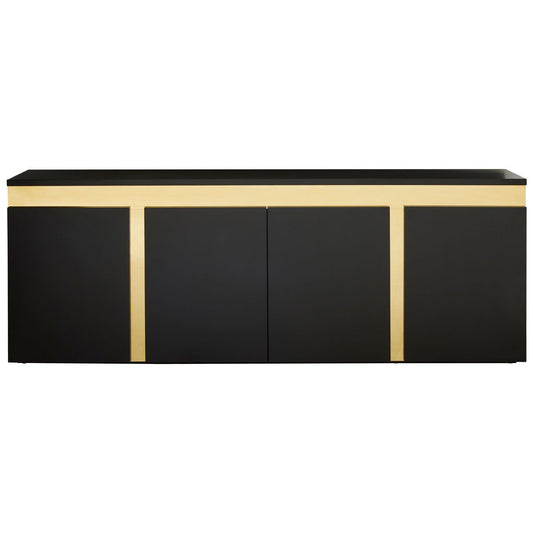 Deana Wooden Sideboard With 4 Doors In Matte Black With Rich Gold Accents