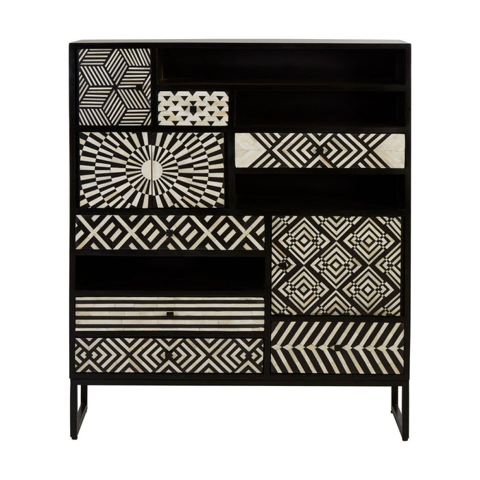 Boho Wooden Chest Of Drawers In Monochromatic Effect
