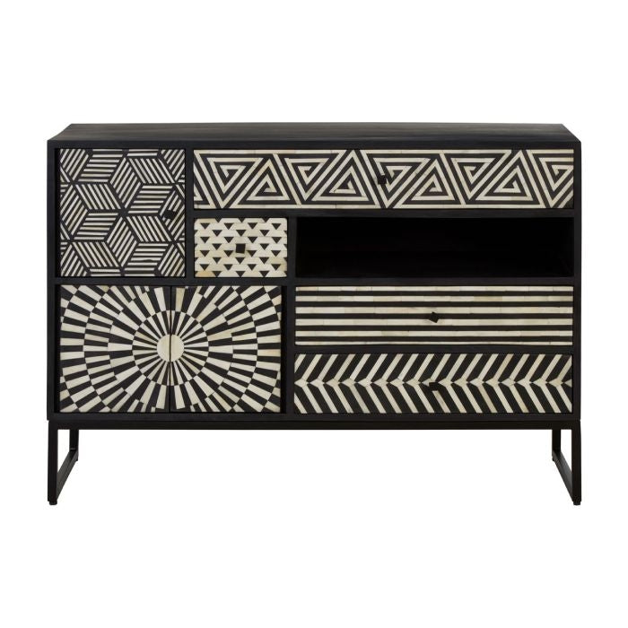 Boxworth Wooden Sideboard In Monochromatic Effect With 2 Doors And 4 Drawers