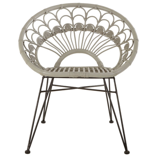 Manado Kubu Rattan Bedroom Chair In Grey With Black Iron Legs