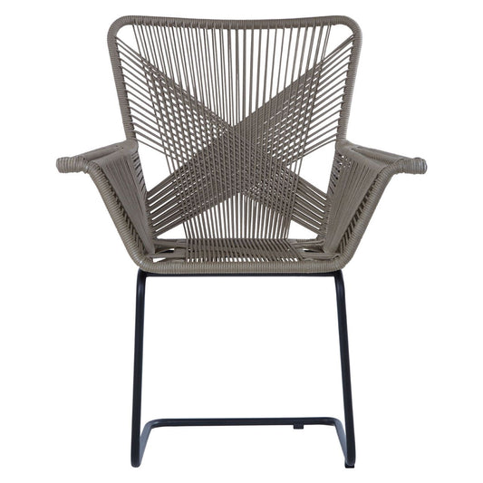 Manado Faux Rattan Bedroom Chair In Grey With Black Iron Legs