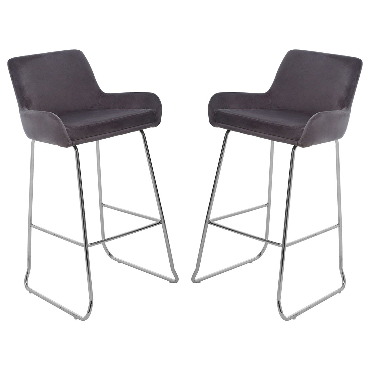 Tamzin Mink Velvet Bar Chairs With Low Arms In Pair