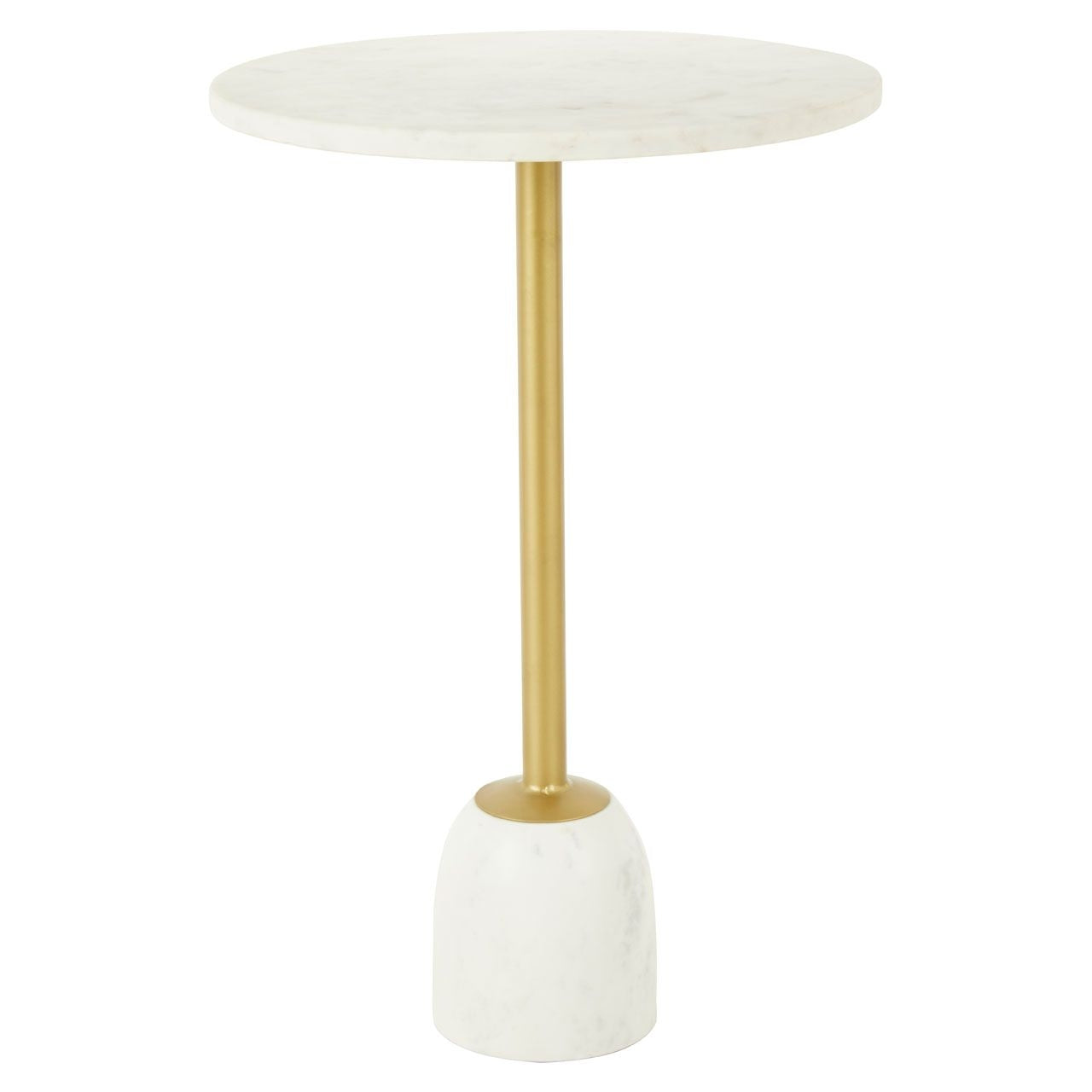 Rabia White Marble Side Table In Brass Iron Stand