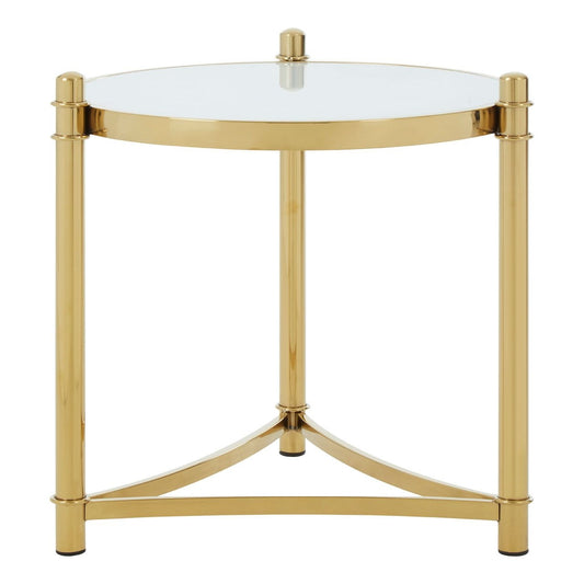 Tula White Glass Top Side Table With Gold Stainless Steel Base