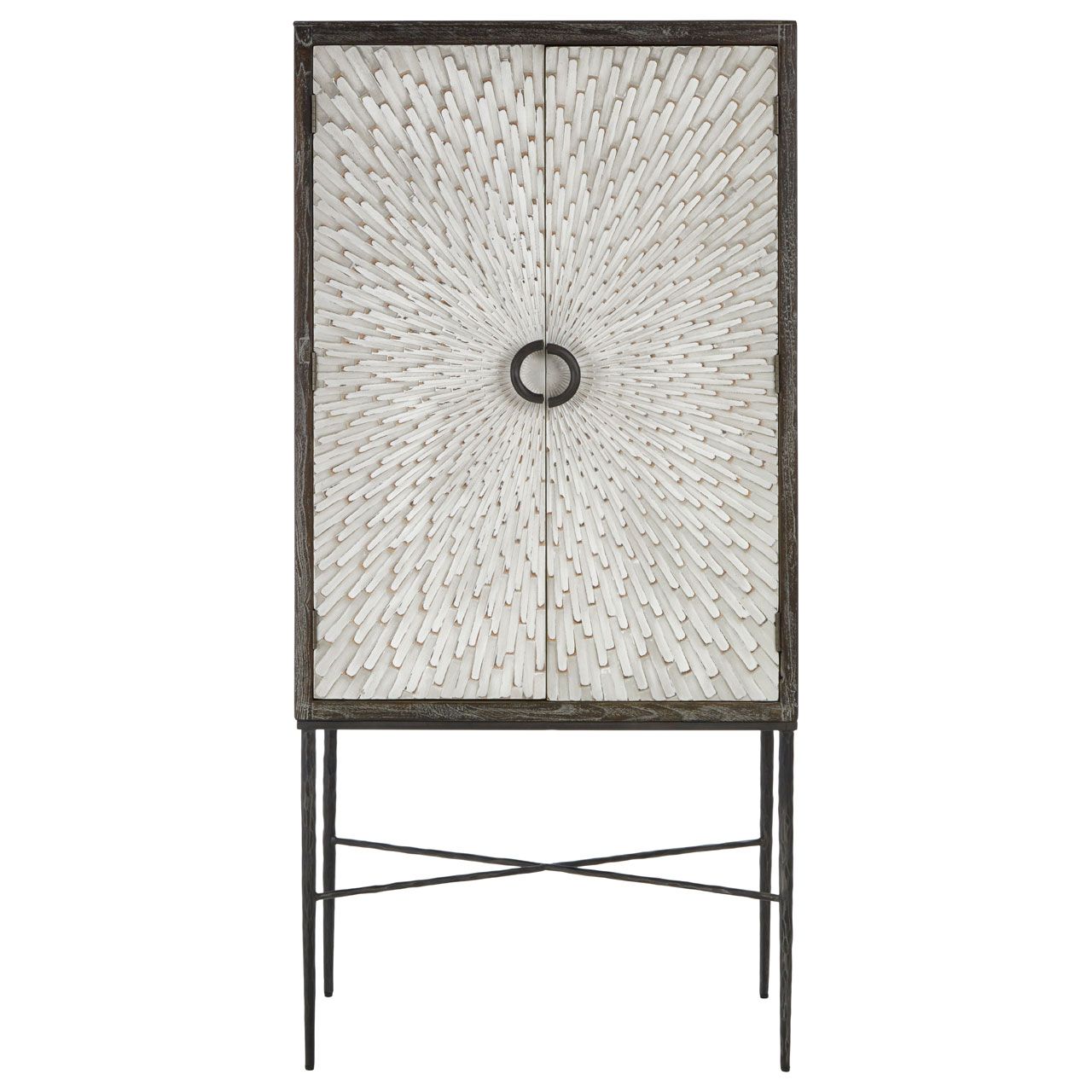 Milan Wooden Wine Cabinet With 2 Doors In Grey