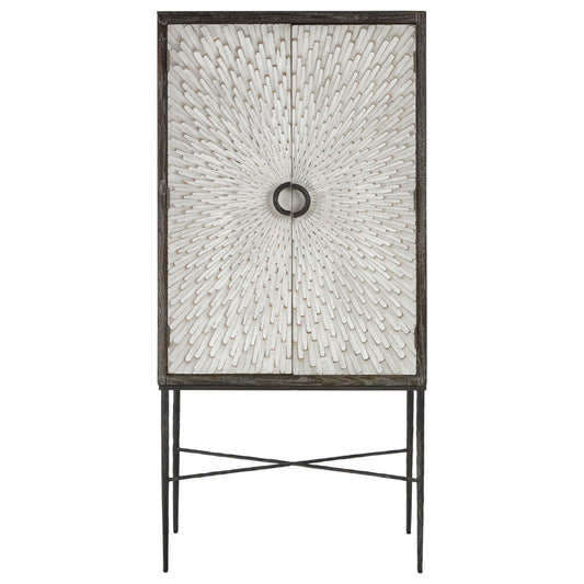 Milan Wooden Wine Cabinet With 2 Doors In Grey