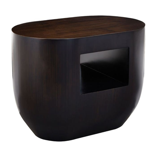 Gareth Bamboo Wooden Side Table In Dark Brown
