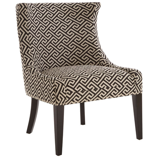 Regents Fabric Accent Chair In Beige And Black With Wooden Legs