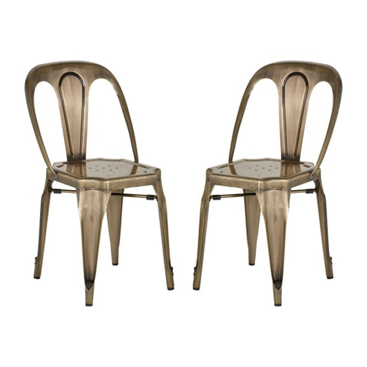 Grange Brass Metal Dining Chairs In Pair