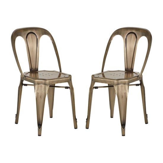 Grange Brass Metal Dining Chairs In Pair