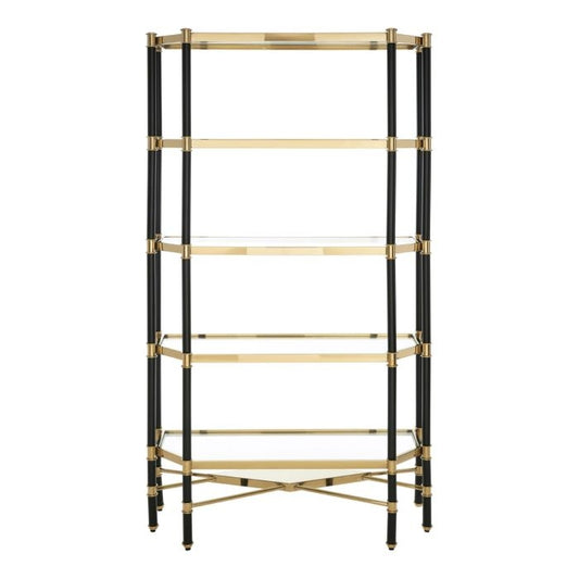 Altay Clear Glass Bookcase With 5 Shelves In Champagne Frame