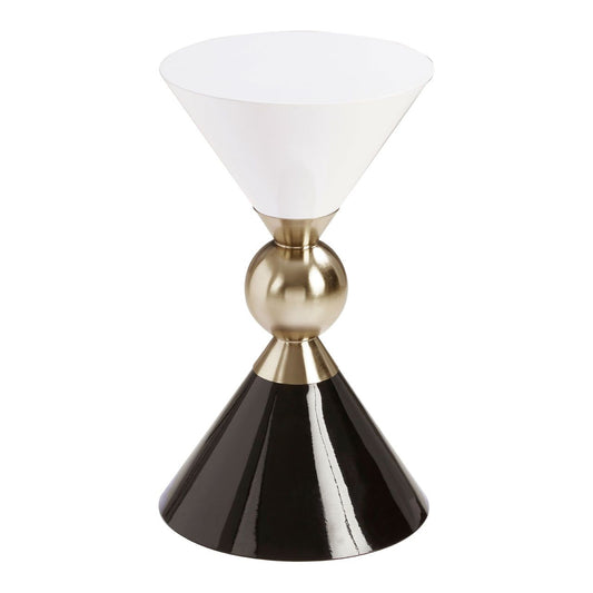 Martini Round Wooden Side Table In White And Black