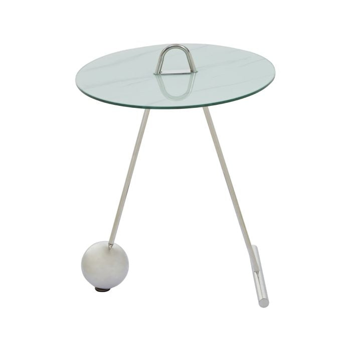 Orton Glass End Table In Clear With Silver Metallic Frame