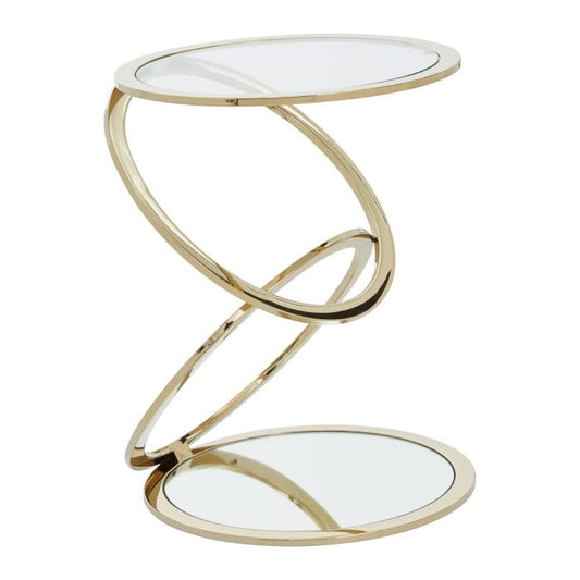 Orton Round Clear Glass End Table With Gold Stainless Steel Frame