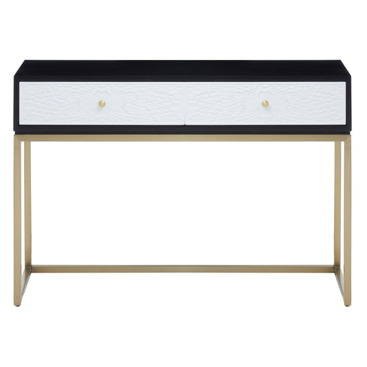 Dumas Wooden Console Table In Black And White With 2 Drawers