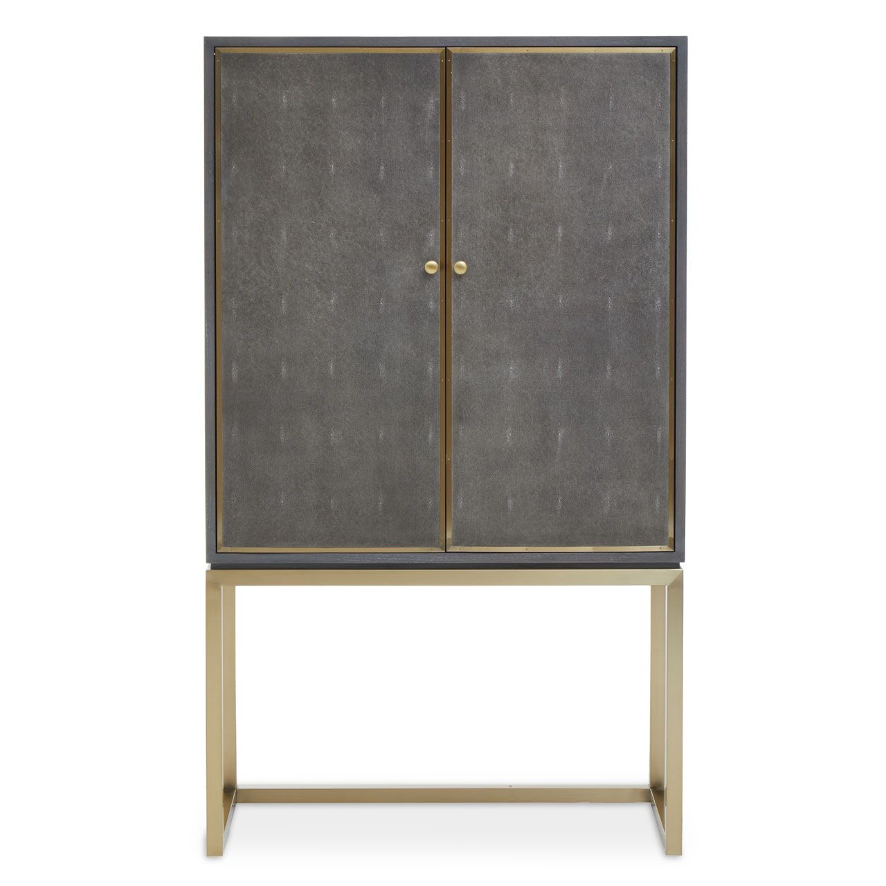 Deskey Wooden Drinks Cabinet With 2 Doors In Shagreen Effect