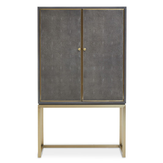 Deskey Wooden Drinks Cabinet With 2 Doors In Shagreen Effect