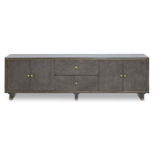 Deskey Wooden TV Stand In Shagreen Effect With 4 Doors And 2 Drawers