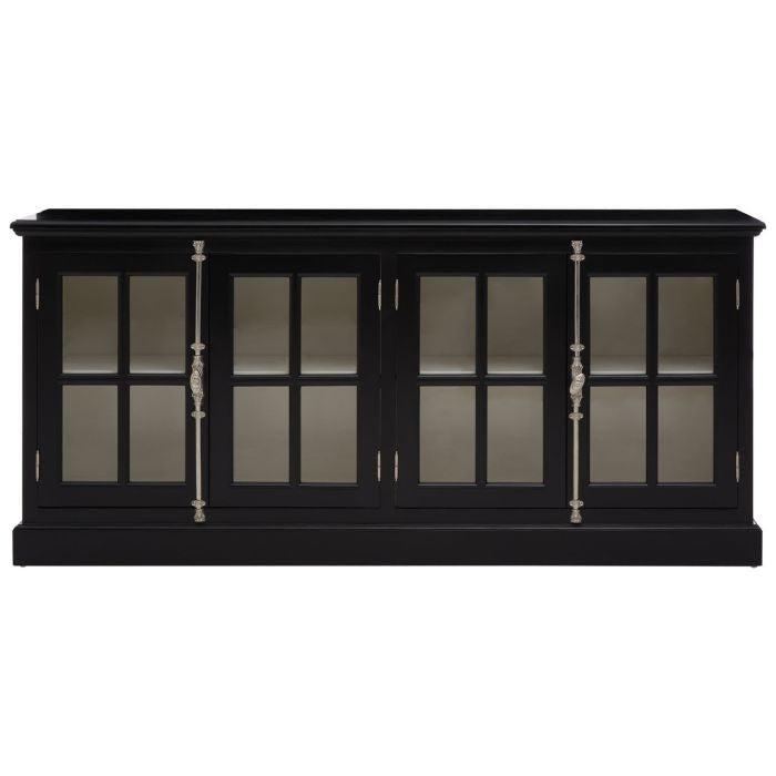 Coleford Mahogany Wooden Sideboard In Black With 4 Doors