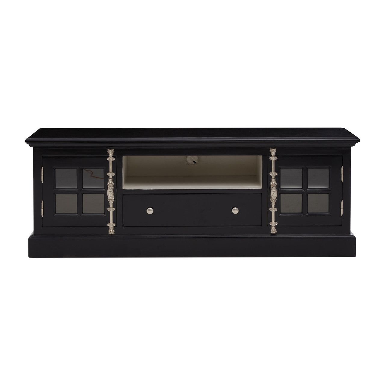Covent Wooden TV Stand In Black With 2 Doors And 1 Drawer
