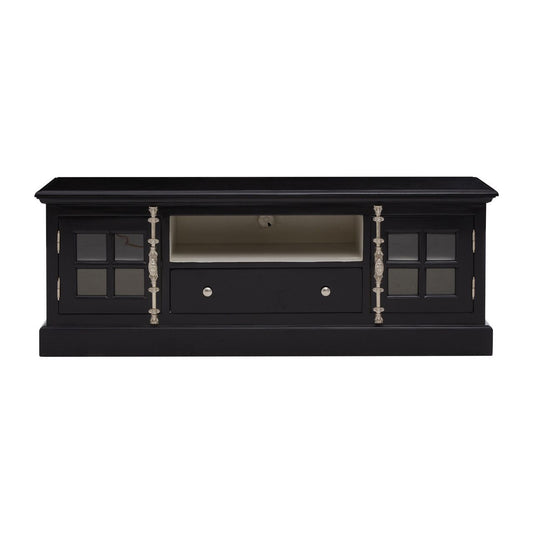 Covent Wooden TV Stand In Black With 2 Doors And 1 Drawer