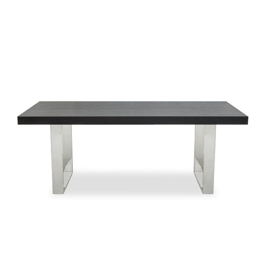 Ulmus Rectangular Wooden Dining Table In Black With Metal Legs