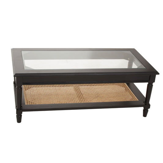 Corso Clear Glass Top Coffee Table With Rattan Undershelf