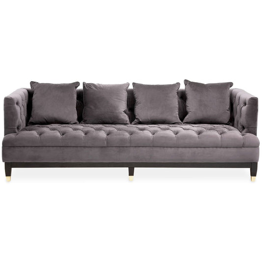 Sefira Fabric 3 Seater Sofa In Viola Pirate Grey With Wooden Legs
