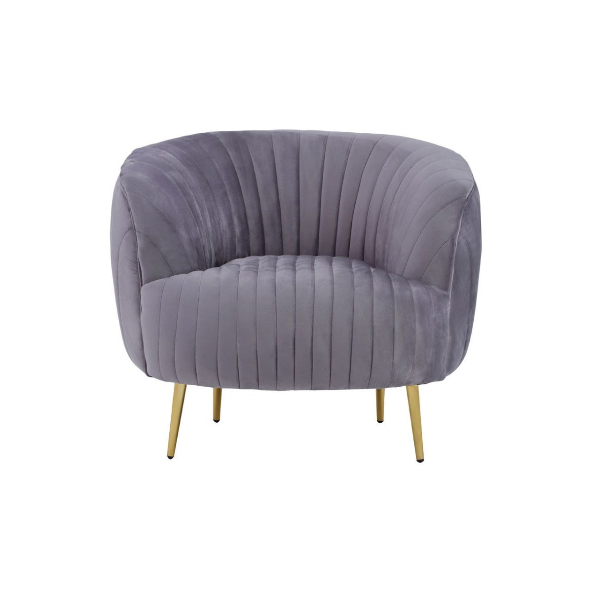 Florina Velvet Armchair In Grey With Gold Metal Legs
