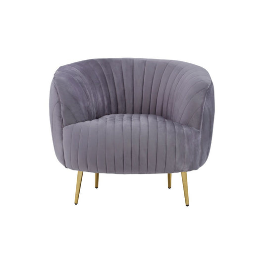 Florina Velvet Armchair In Grey With Gold Metal Legs