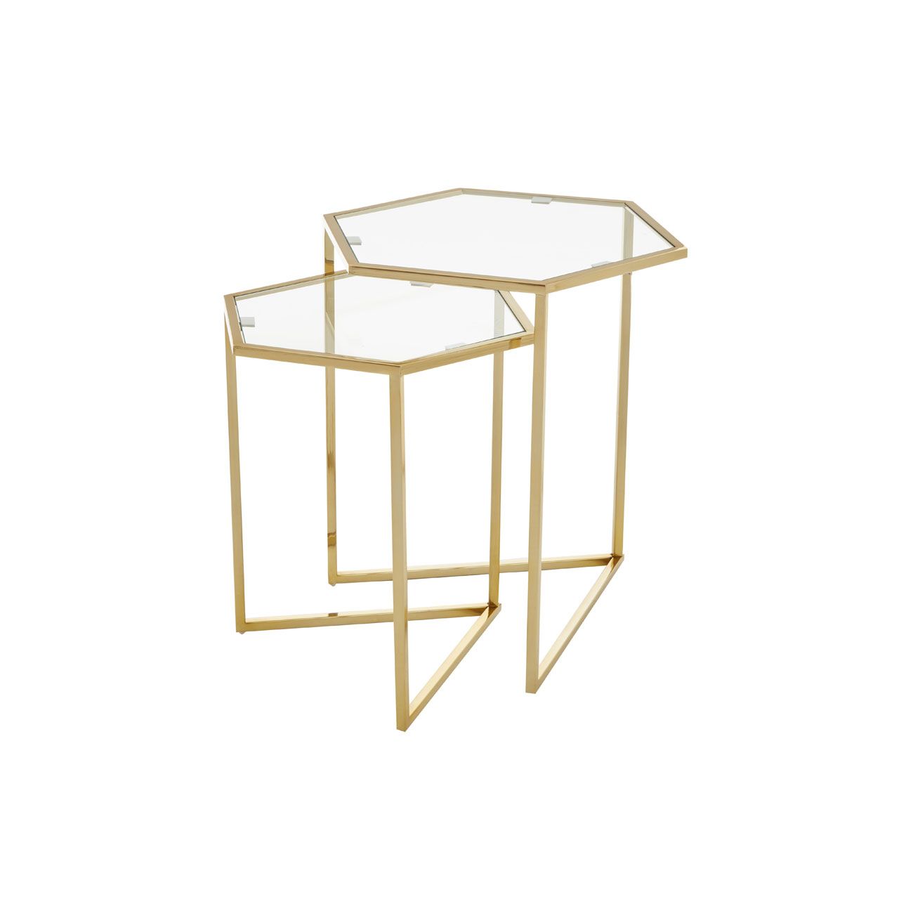 Herber Glass Top Nest Of 2 Tables With Gold Frame