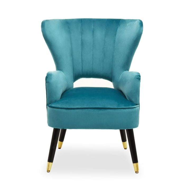 Sloan Velvet Armchair In Green With Black Wooden Legs