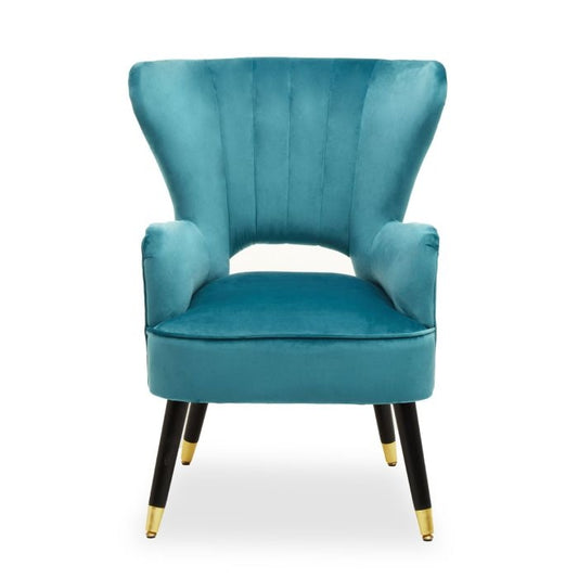 Sloan Velvet Armchair In Green With Black Wooden Legs