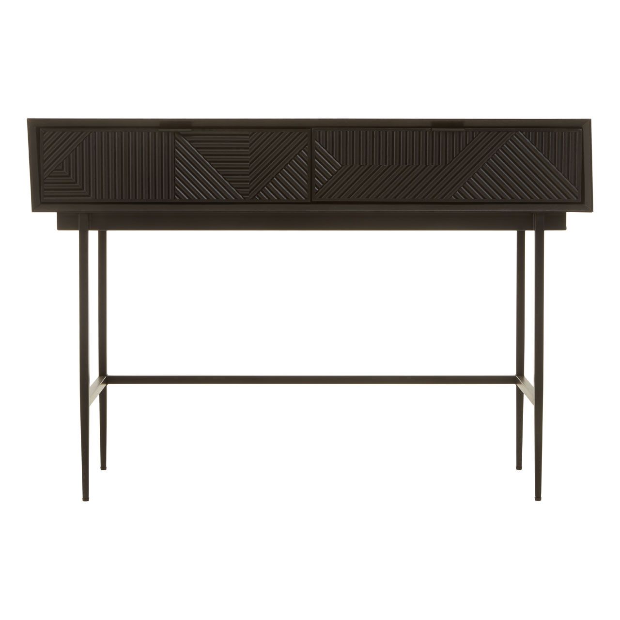 Jakara Wooden Console Table In Black With 2 Drawers