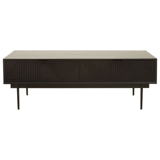 Jakara Wooden Coffee Table In Black With 2 Drawers
