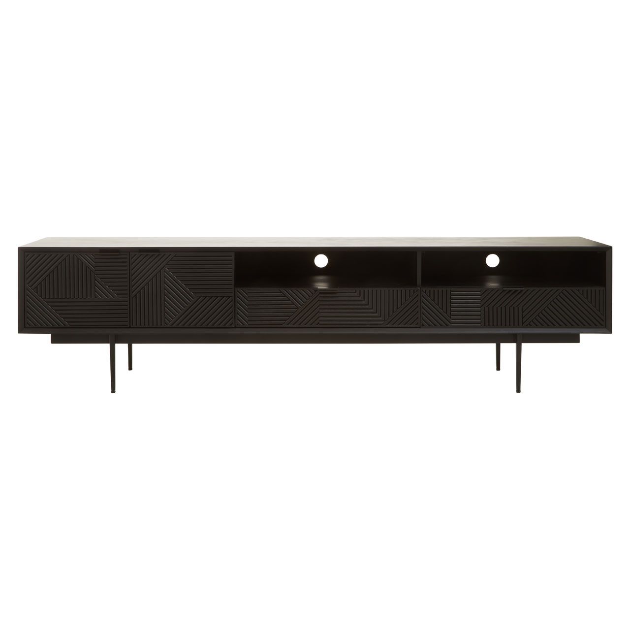 Jakara Wooden TV Stand In Black With 2 Doors And 2 Drawers