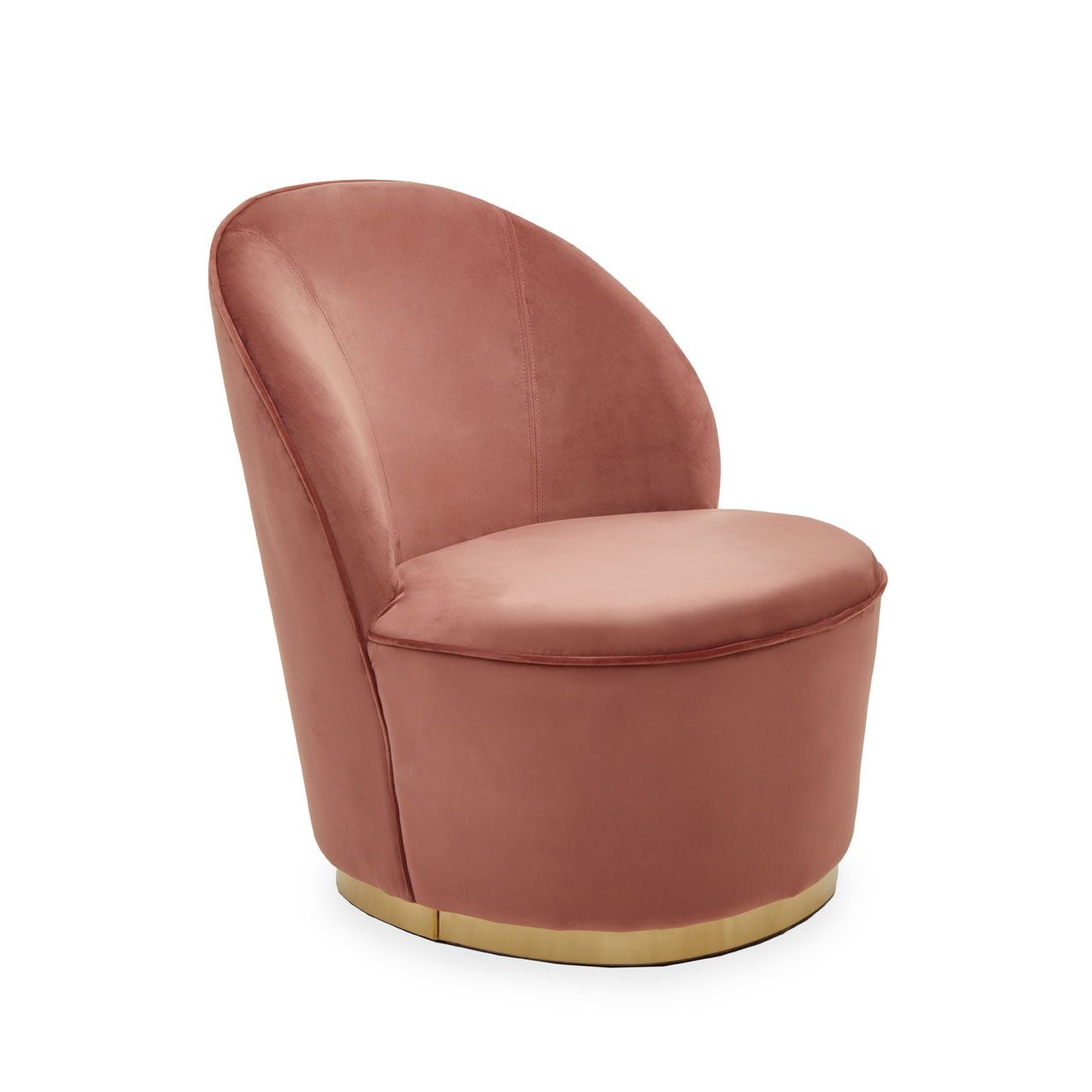 Terona Kids Pink Plush Velvet Swivel Tub Chair With Gold Base
