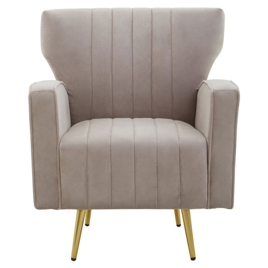 Hayley Velvet Armchair In Mink With Gold Metal Legs