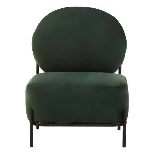 Haya Velvet Armchair In Green With Black Metal Legs