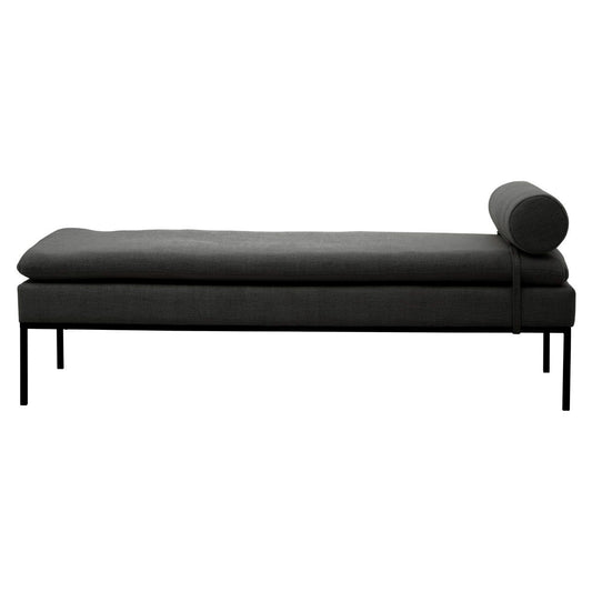 Harley Fabric Day Bed In Grey With Black Metal Legs