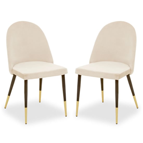 Gilden White Velvet Dining Chairs In Pair