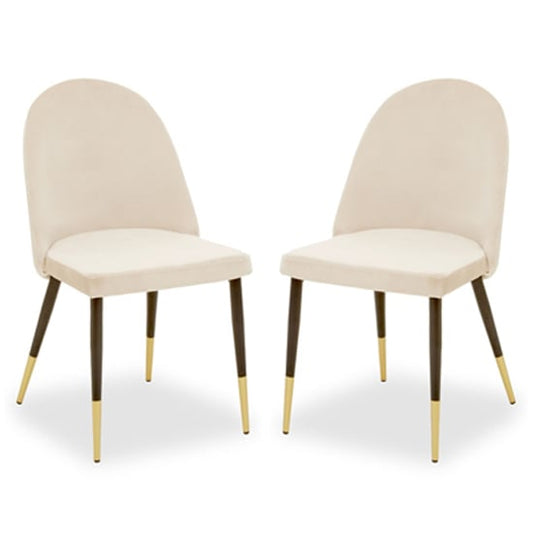 Gilden White Velvet Dining Chairs In Pair