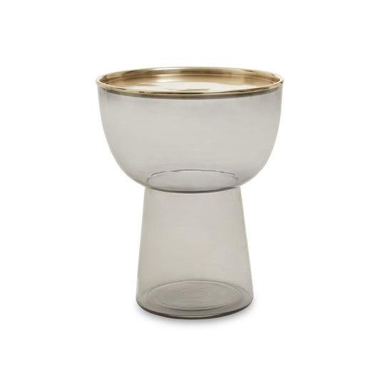 Martini Round Glass Side Table In Smoked Grey