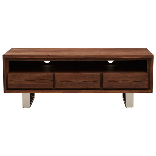 Simla Acacia Wood TV Stand In Walnut With 3 Drawers