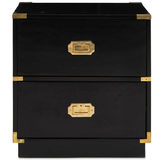 Sarter Mango Wood Bedside Cabinet In Black With 2 Drawers