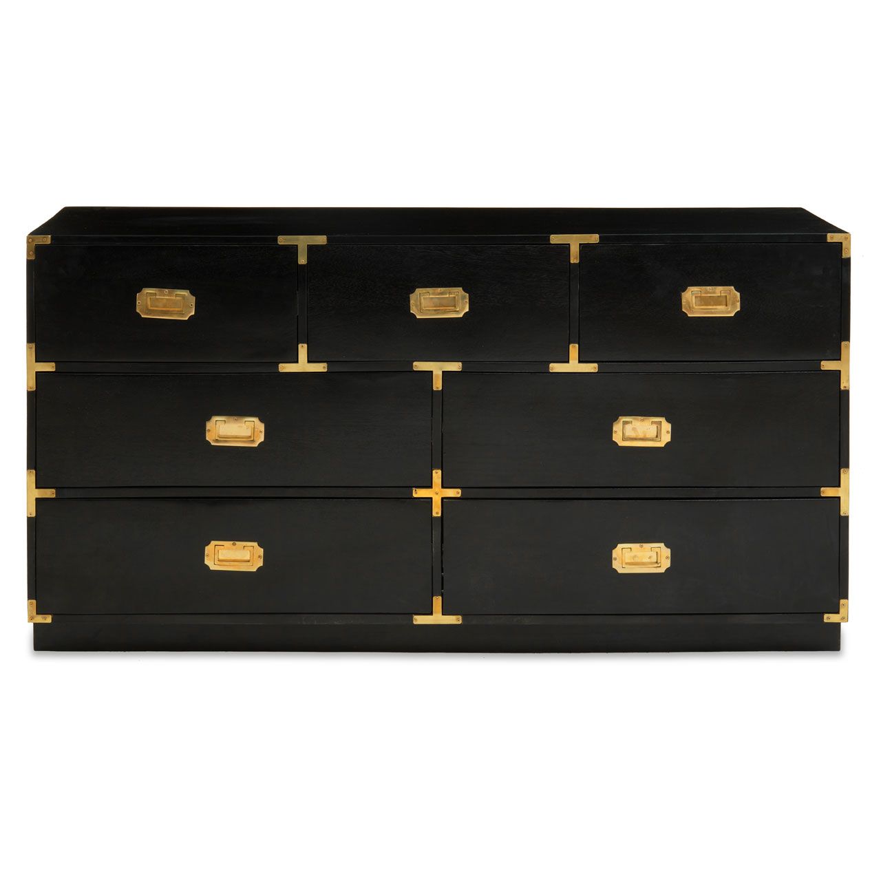 Sarter Mango Wood Chest Of 7 Drawers In Black And Gold